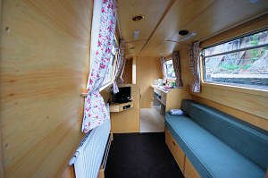 Comfortable saloon of a holiday barge